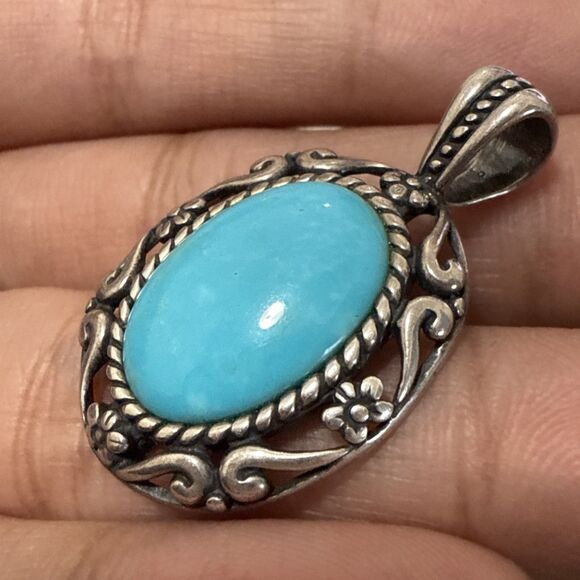 Carolyn Pollack Relios Turquoise Sterling Silver 925 Southwestern Style Pendant - Picture 2 of 3